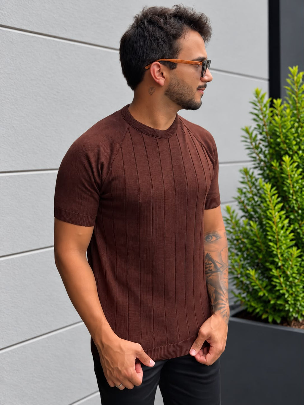 Camiseta Tricot Lucca Marrom