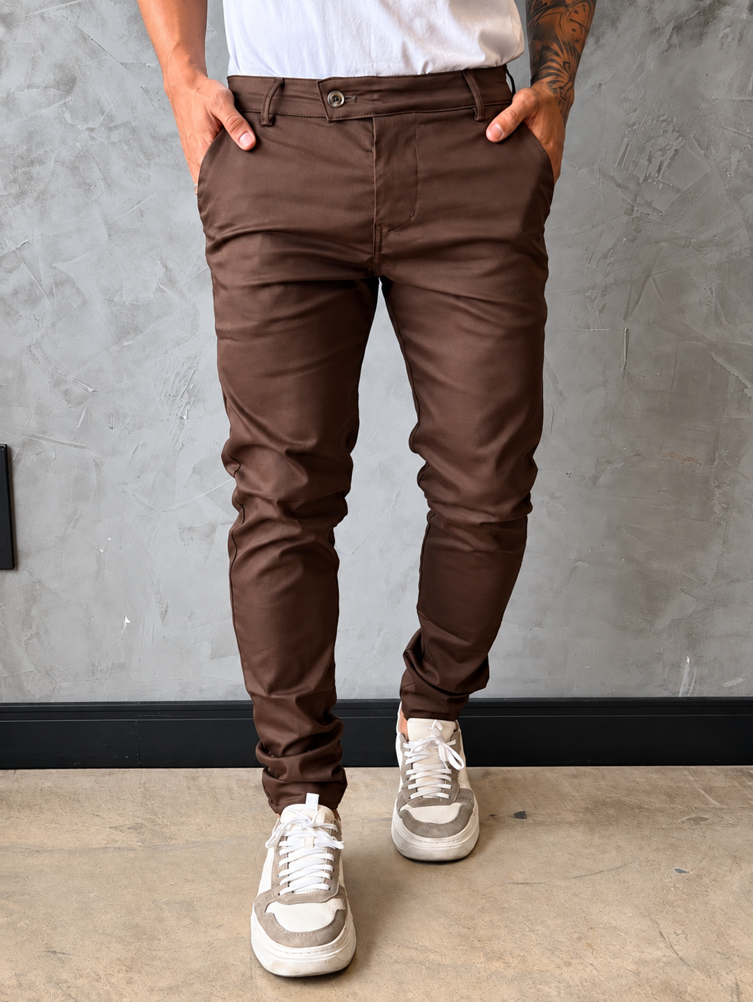 Calça London Slim Fit Marrom