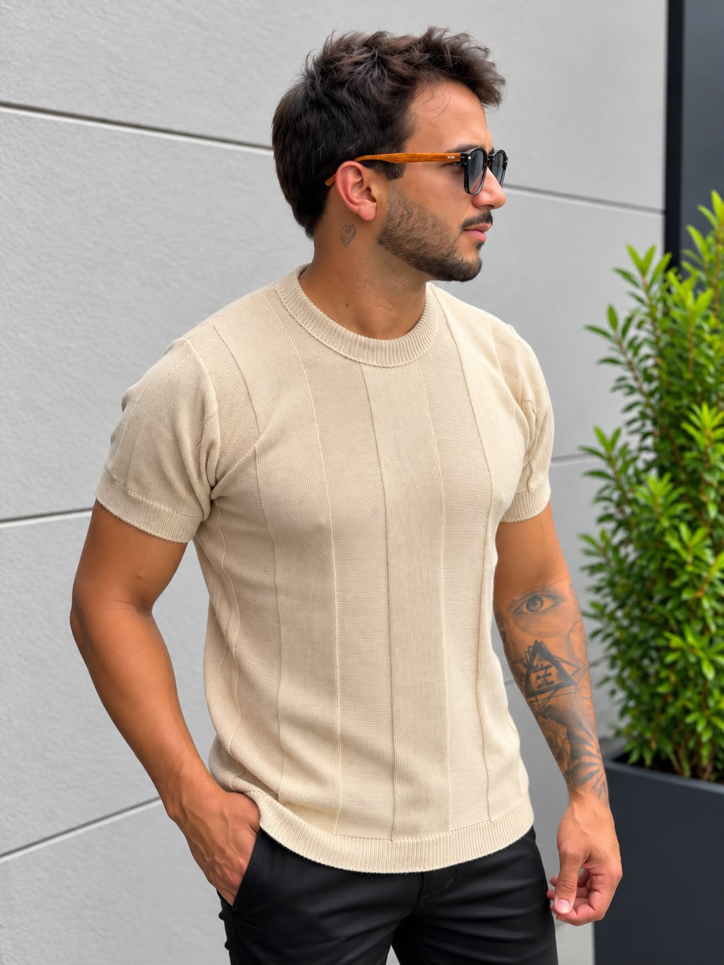 Camiseta Tricot Genova Bege.