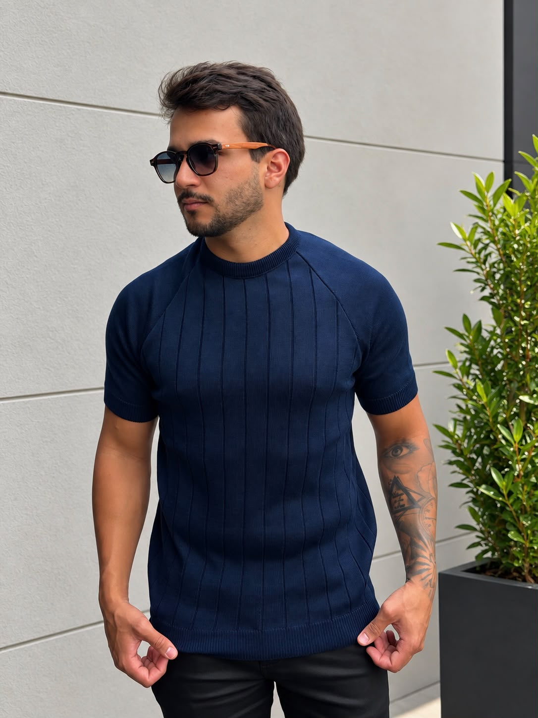 Camiseta Tricot Lucca Azul Marinho