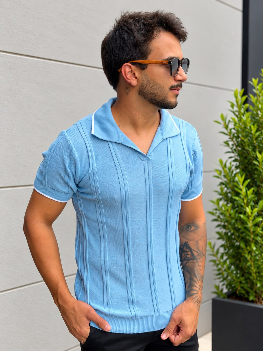 Polo Tricot Amalfi Azul-Claro